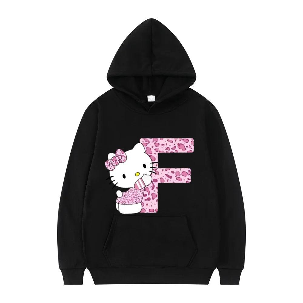 Black Hello Kitty Letter Hoodie - Palm and Thread