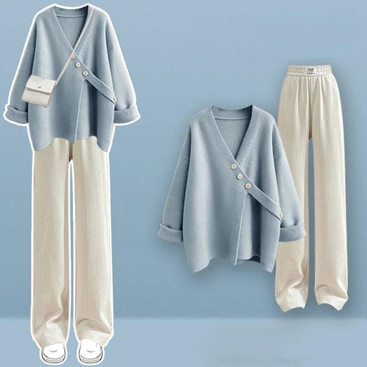 New Knitted Sweater Slim and Versatile Casual Pants Two Piece Set - Palm and Thread