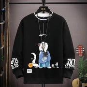 Cartoon Cat Printed Sweatshirt Top - Palm and Thread