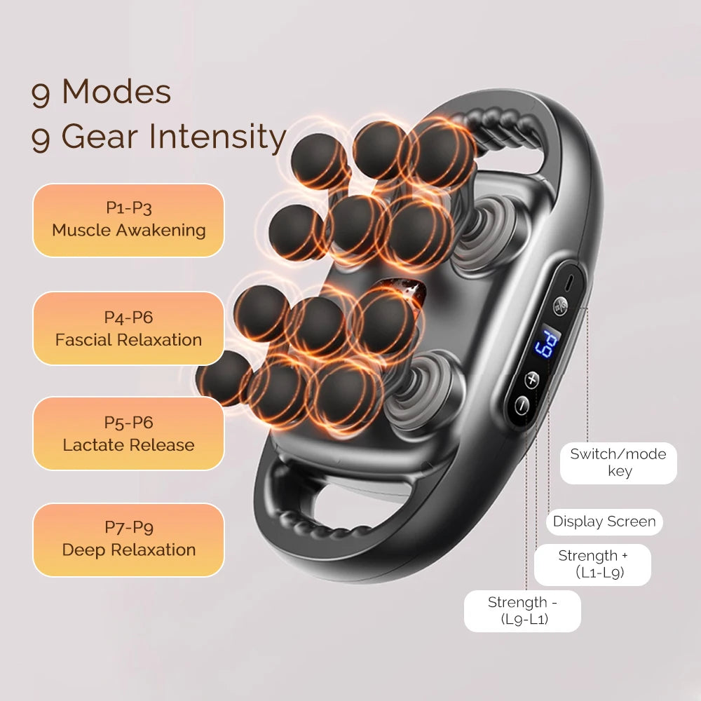 12-Head Fascia Body Massage Gun - Palm and Thread