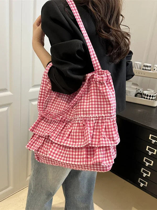 Cute Plaid Cotton Tote Bag - Palm and Thread