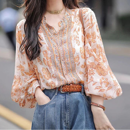 Print Sweet Chic Vintage Elegant Blouse - Palm and Thread