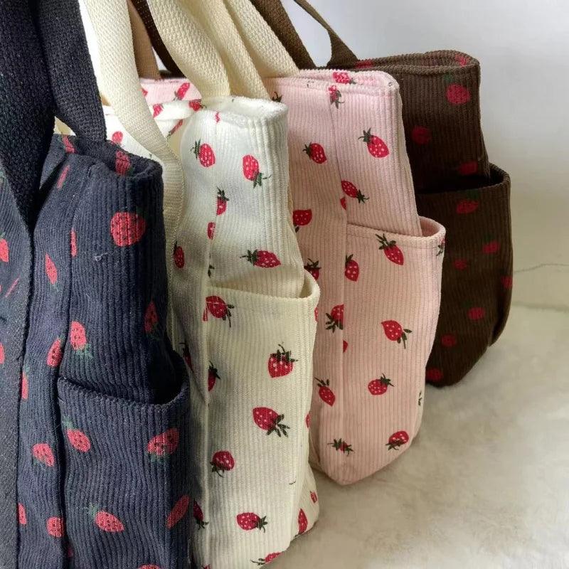 Beautiful Corduroy Strawberry Shoulder Bag - Palm and Thread