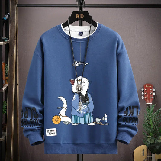 Cartoon Cat Printed Sweatshirt Top - Palm and Thread