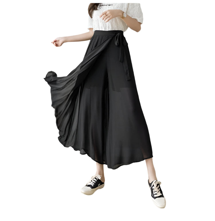 Big Hem Skirt Trousers Pleated Chiffon Pant - Palm and Thread