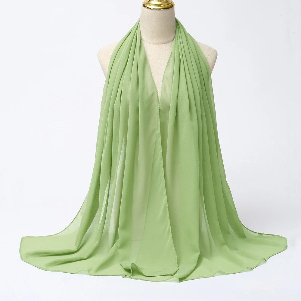 Chiffon Hijab Scarf Long Solid Color Head Wrap - Palm and Thread