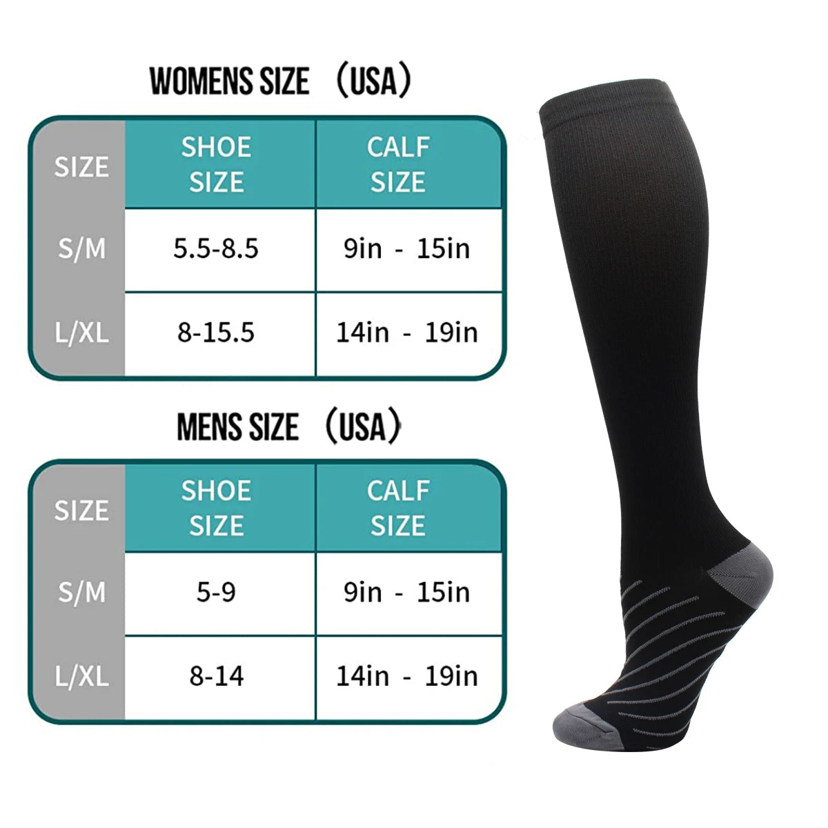 Copper Black Compression Socks Anti-Fatigue - Palm and Thread