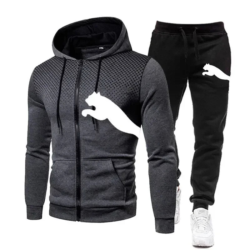 Hooded Jacket + Pants Two-piece Suit