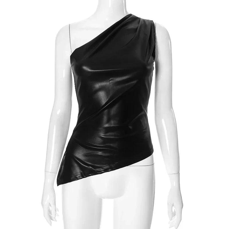 One Shoulder PU Top Leather - Palm and Thread