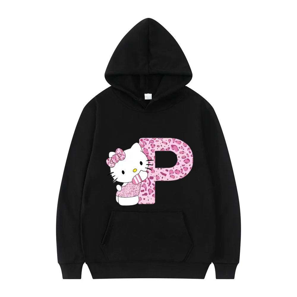 Black Hello Kitty Letter Hoodie - Palm and Thread