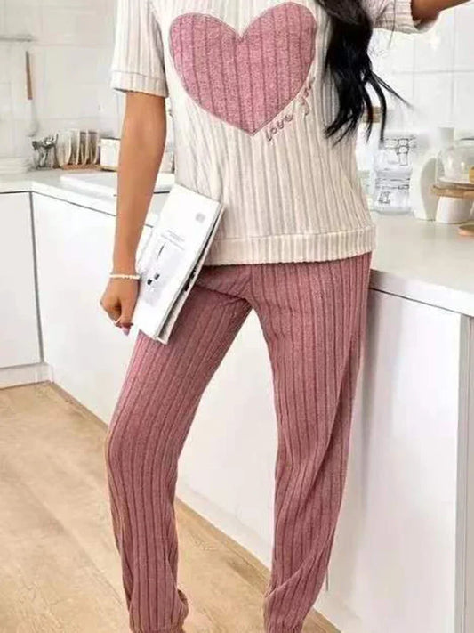 Heart Pattern Short Sleeve Pajama - Palm and Thread