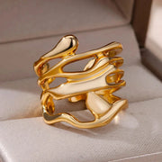 Gold Color Hollow out Open Finger Ring - Palm and Thread