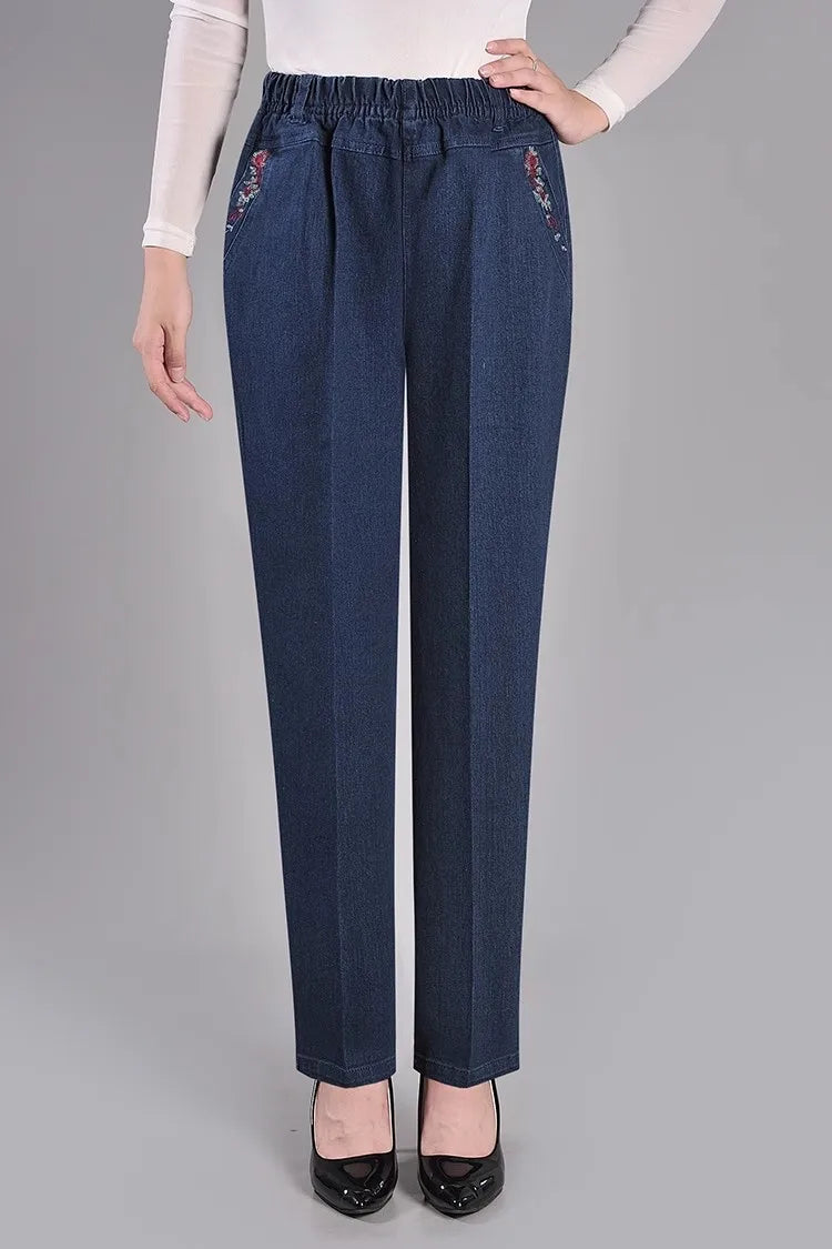 Embroidery Straight Jeans Pant - Palm and Thread