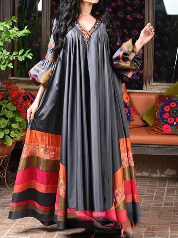 Vintage Printed Breathable Loose Abaya - Palm and Thread