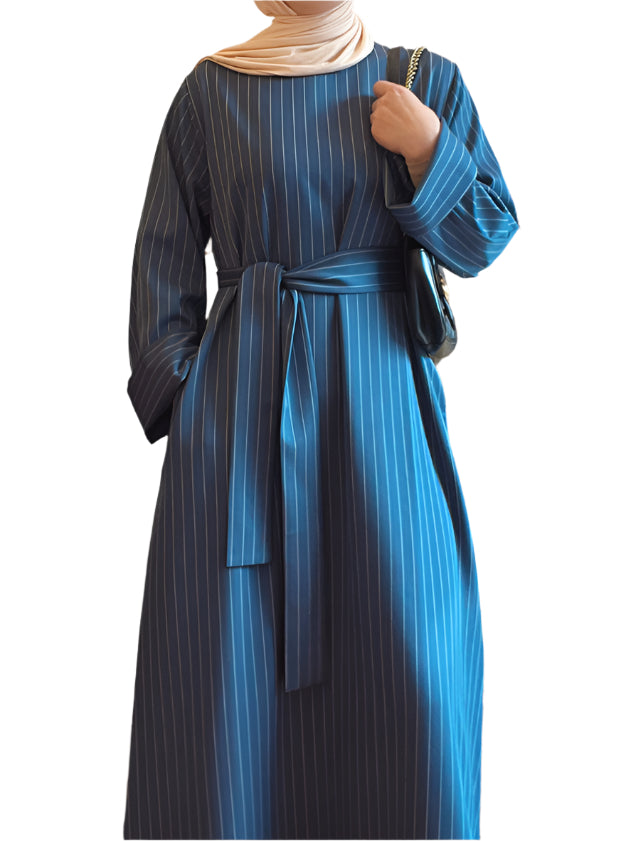 Striped Long Robe Abaya Dress - Palm and Thread