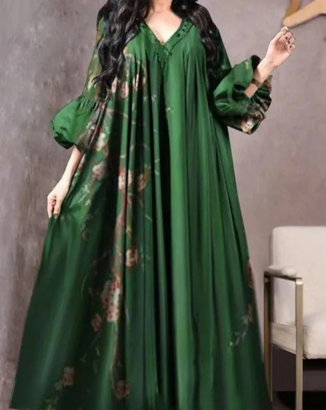 Vintage Printed Breathable Loose Abaya - Palm and Thread