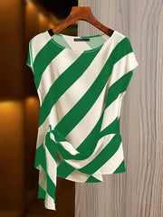 Striped Printed Loose Belted Tunic Top - Palm and Thread