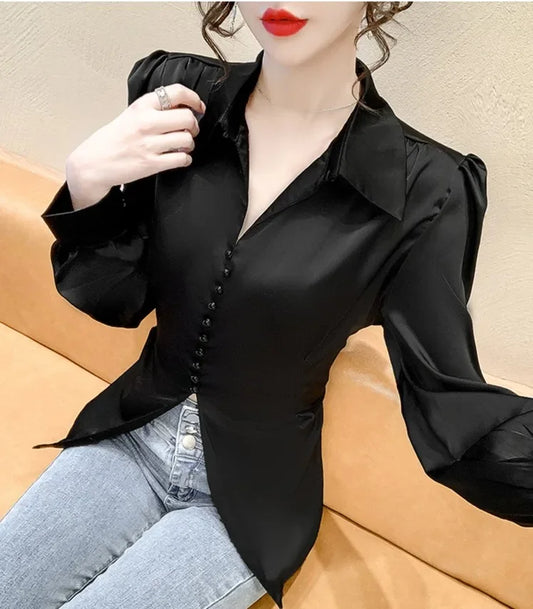 Fashion Design Elegant Puff Sleeve Shirt - Palm and Thread
