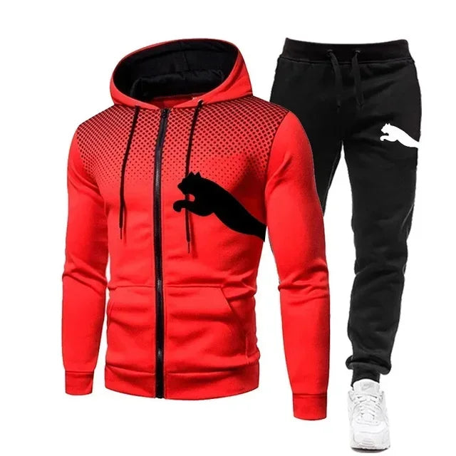Hooded Jacket + Pants Two-piece Suit