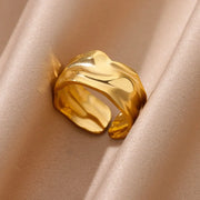 Stainless Steel Chunky Wide Ring - Palm and Thread