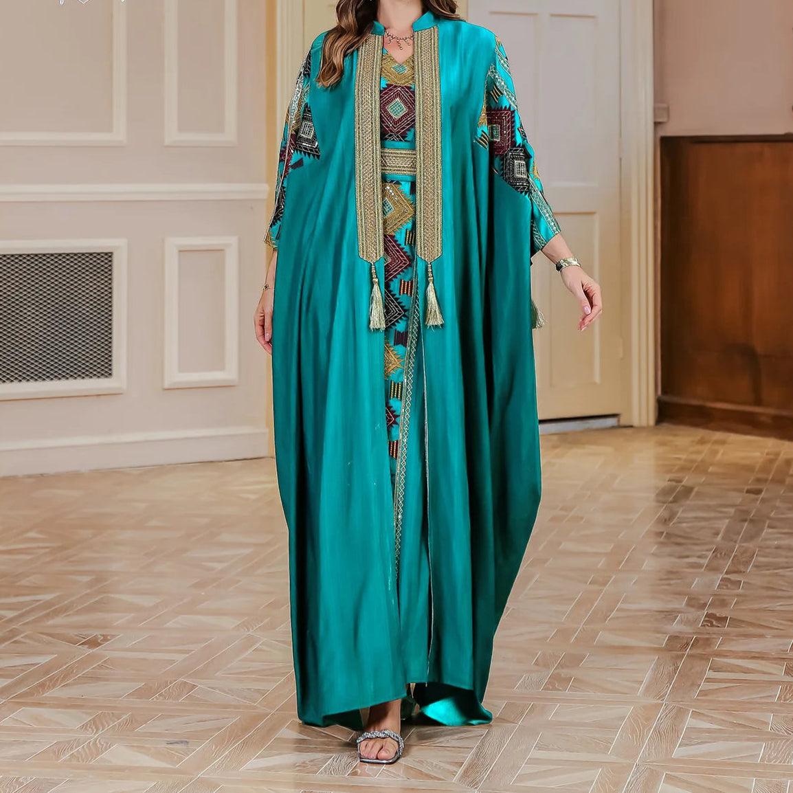 Embroidery Dress Open Abaya Cardigan Robe - Palm and Thread