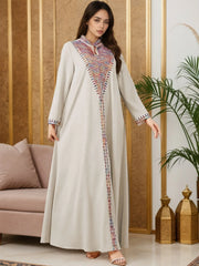 Trendy Adorned with Intricate Multicolored Embroidery Abaya - Palm and Thread