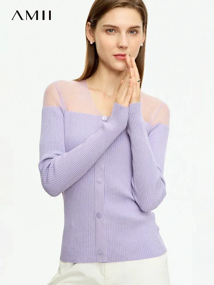 Full Sleeve Perspective V-neck Button Top - Palm and Thread