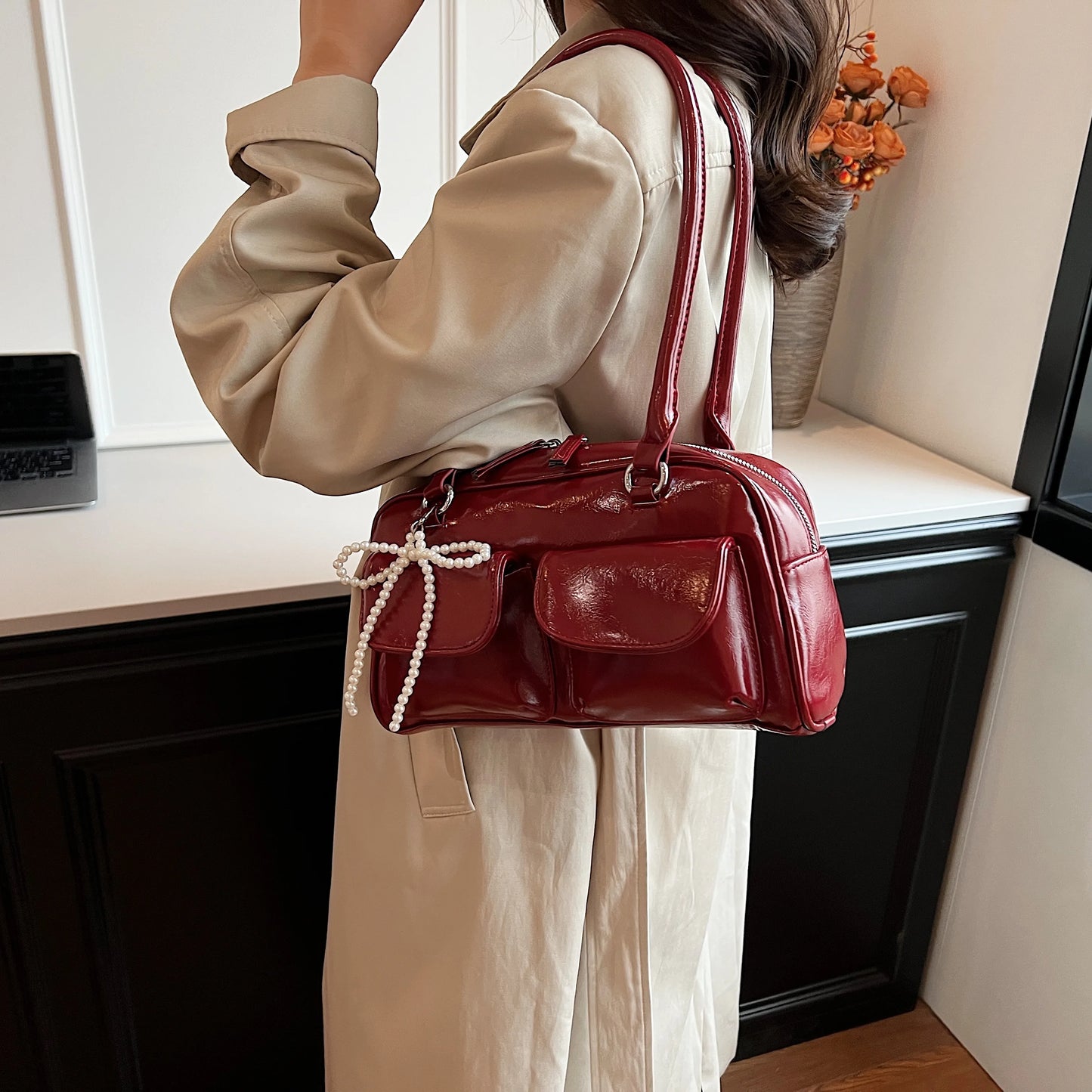 Trendy Bow Underarm Pillow Bag