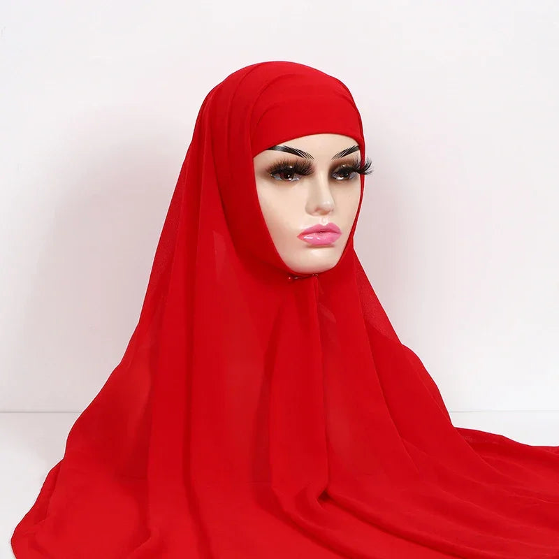 Chiffon Hijab With Underscarf Cap Bonnet Instant - Palm and Thread