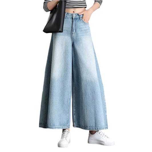 Loose High Waist Culotte Jeans Pant - Palm and Thread