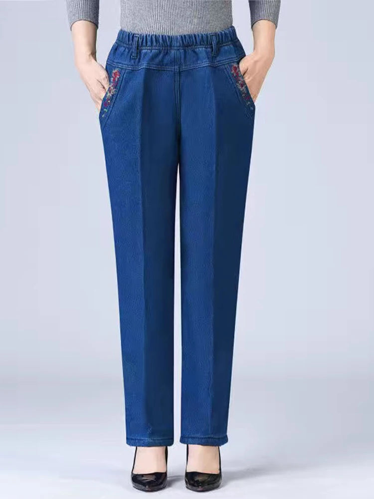 Embroidery Straight Jeans Pant - Palm and Thread