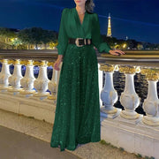 V-Neck Long Sleeved Elegant Jumpsuit - Palm and Thread