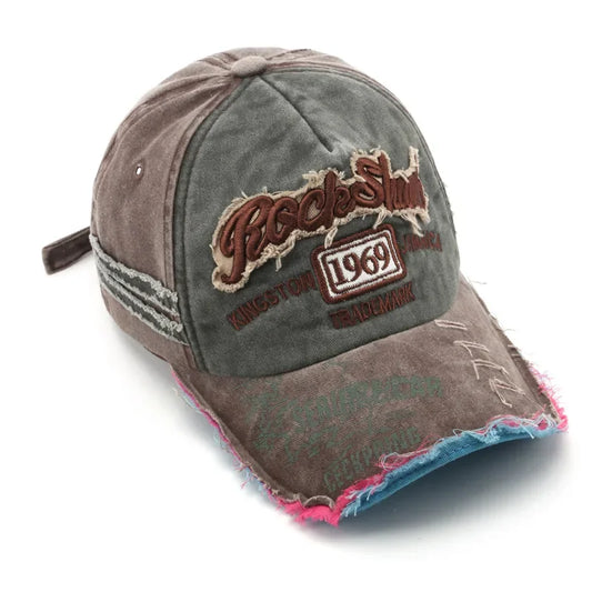 Retro Letter Embroidery Baseball Cotton Adjustable Casual Hat - Palm and Thread