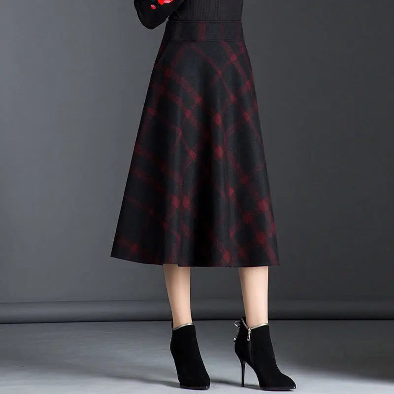 Vintage Plaid Print Woolen Skirt - Palm and Thread