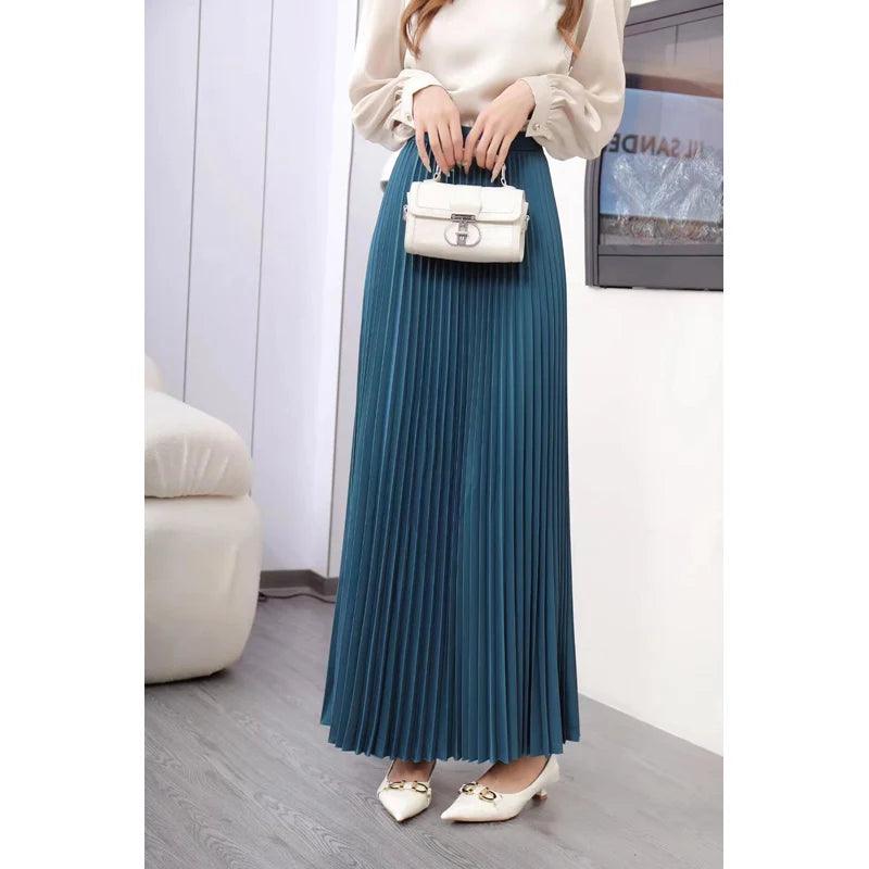 Pleated Hight Waist Solid Long Skirt - Palm and Thread