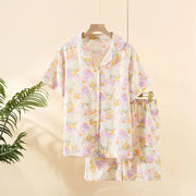 Cotton short-sleeved shorts pajamas set - Palm and Thread