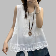 Embroidery Solid Cotton Tank Top - Palm and Thread