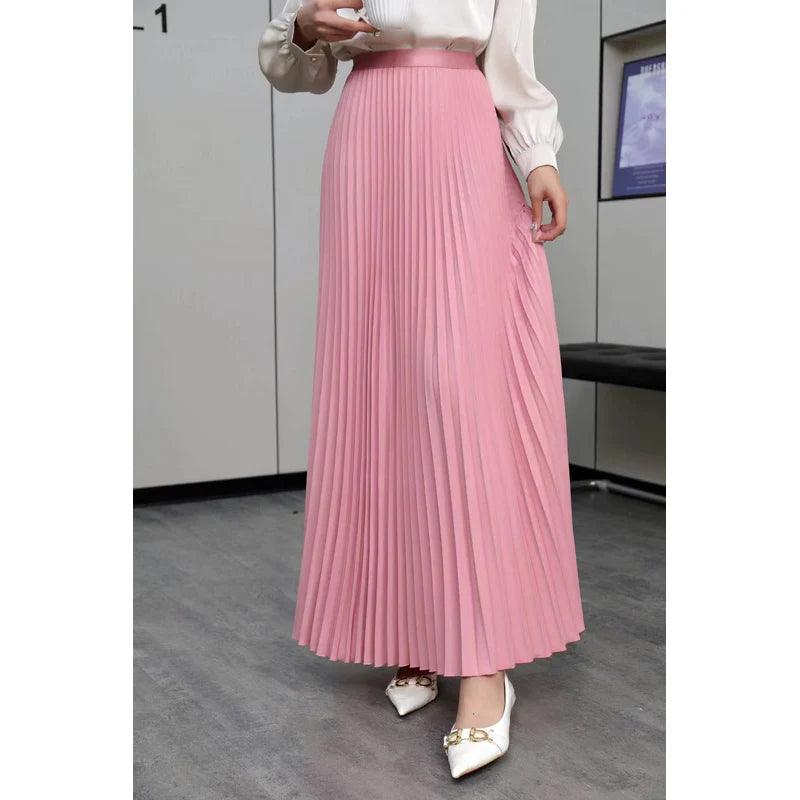 Pleated Hight Waist Solid Long Skirt - Palm and Thread