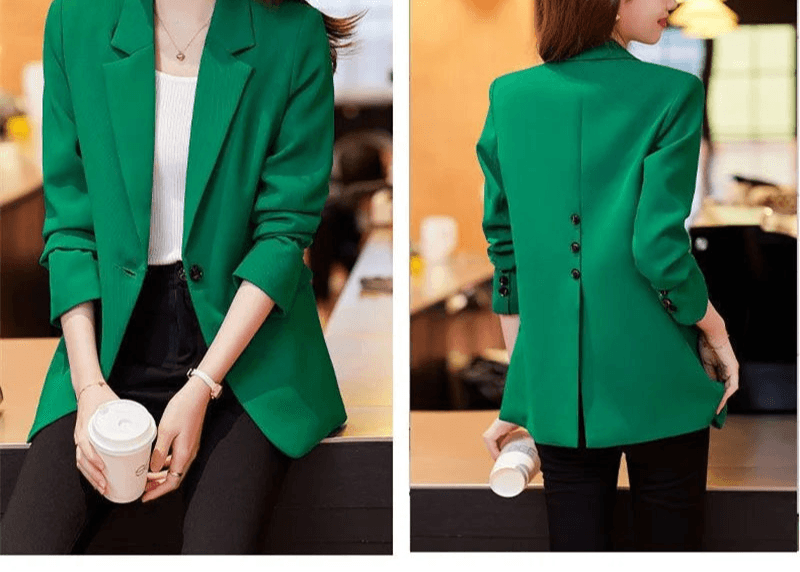 Formal Blazer Coat Long Sleeve Single Button Straight Jacket Work Wear - Palm and Thread