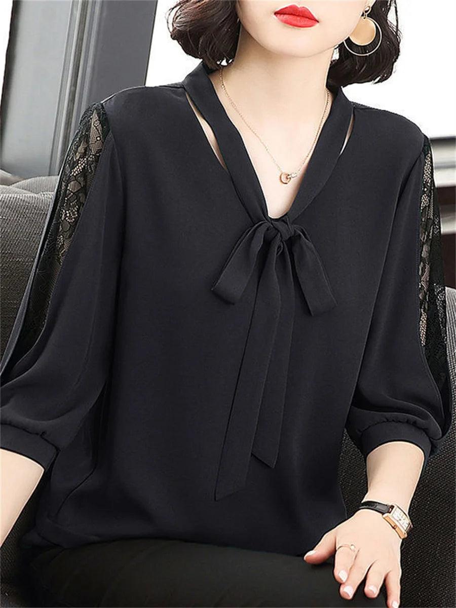 Casual Bow Tie Collar blouse - Palm and Thread