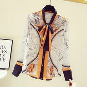 Chiffon Scarf Collar Long Sleeve Blouse - Palm and Thread
