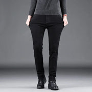 Pure Black Slim Jeans Elastic Straight Pant - Palm and Thread