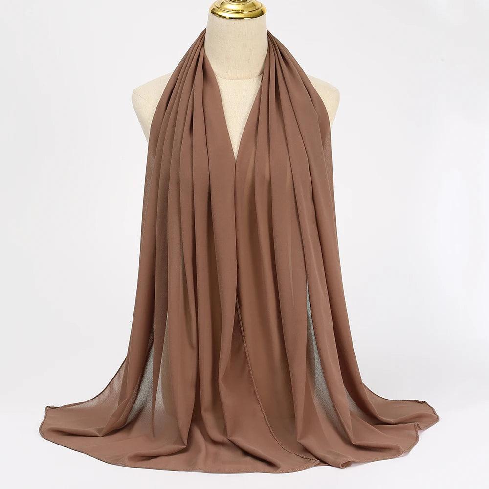 Chiffon Hijab Scarf Long Solid Color Head Wrap - Palm and Thread