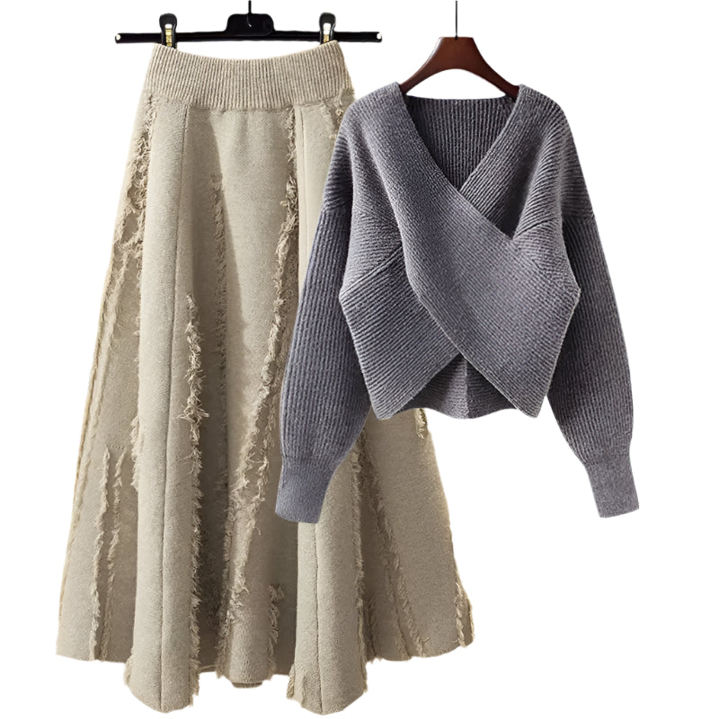 Slimming Sweater + Skirt Matching Set - Palm and Thread