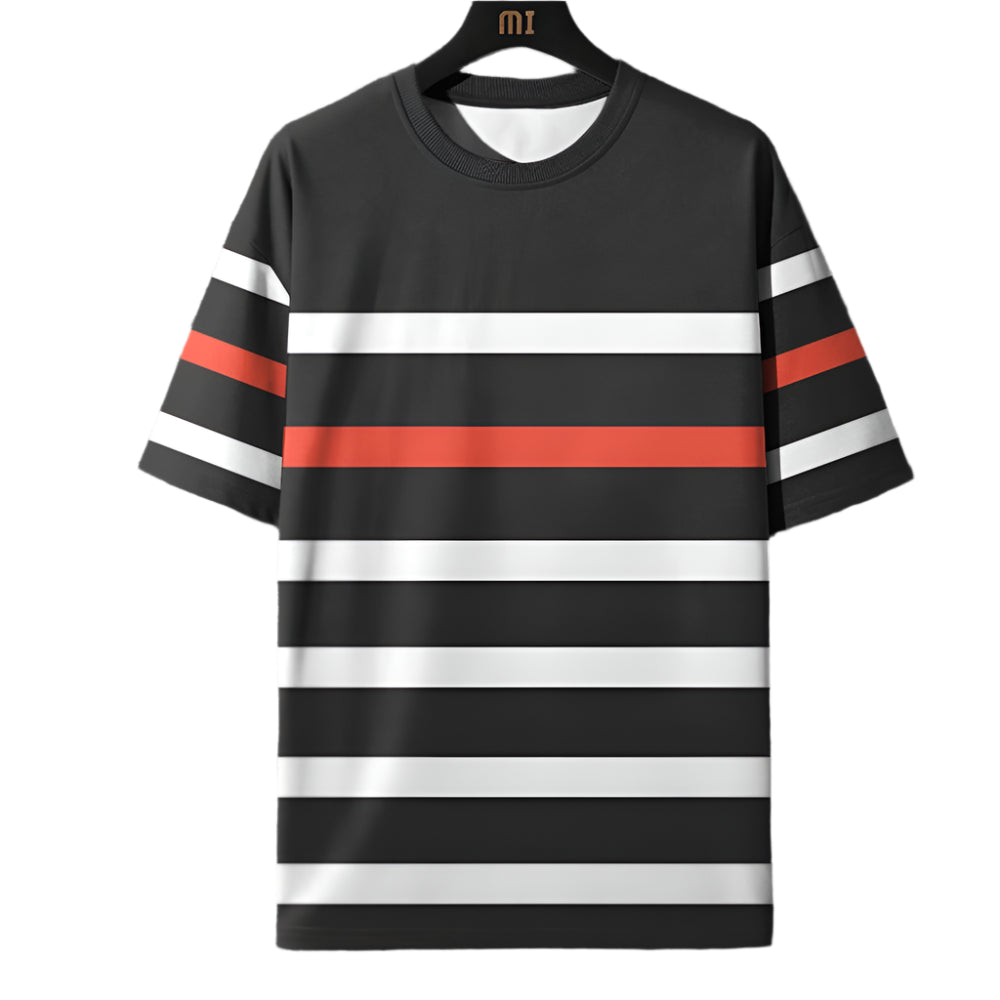 Stripe Print Crew Neck Top - Palm and Thread