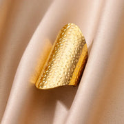 Stainless Steel Chunky Wide Ring - Palm and Thread