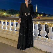 V-Neck Long Sleeved Elegant Jumpsuit - Palm and Thread