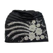 Luxury Embroidery Beading Pleated Turban Cap - Palm and Thread
