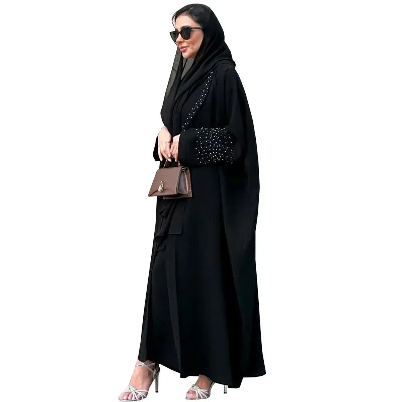 Diamonds Black Kimono Abaya - Palm and Thread