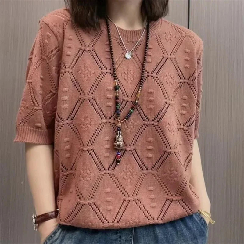 New Short-sleeved Women Sweater - Palm and Thread